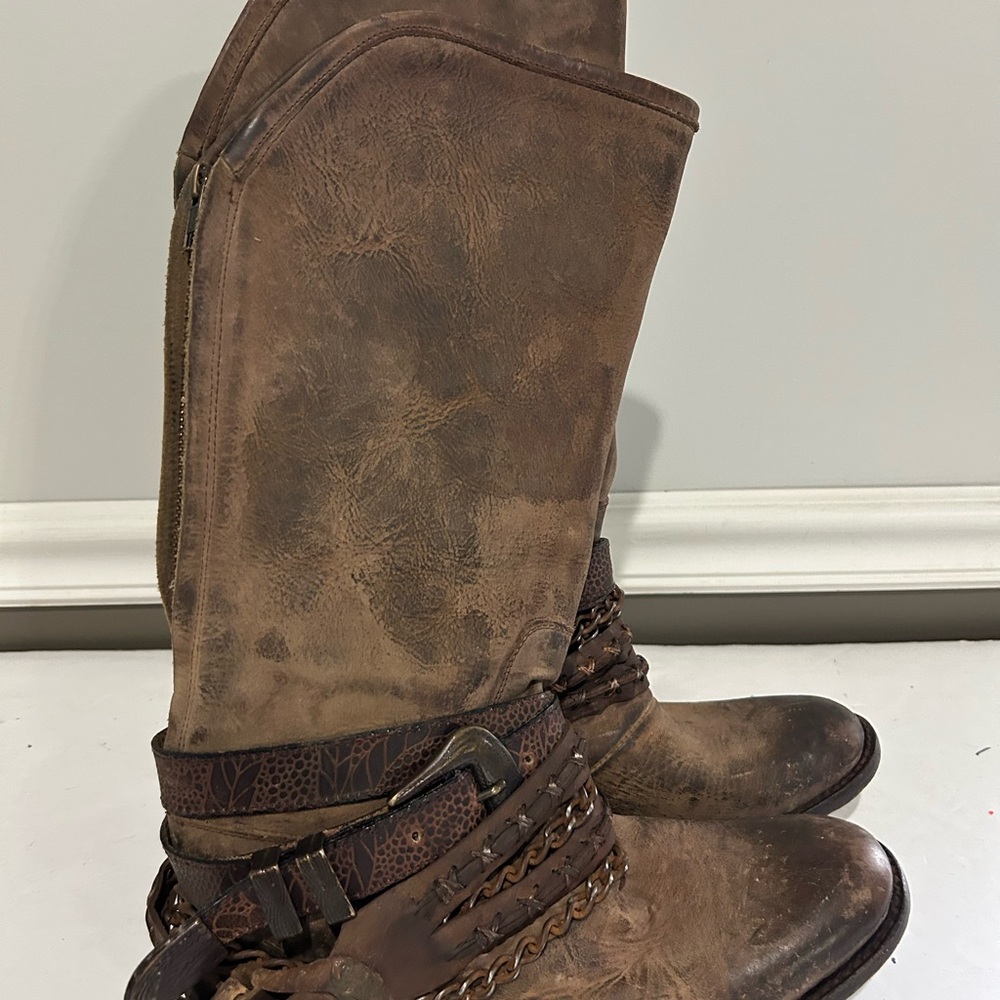 FREEBIRD by STEVEN Knox Boots MID-CALF  Handmade Leather Tan Brown Women Size 8